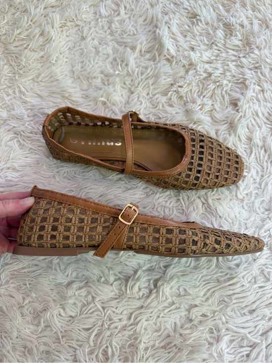 Tillus Shoes - Tillus Woven Mesh Mary Jane Flats Brown Square Toe Shoes Women’s Size 10
